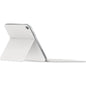 Silver tablet with stand on a white background