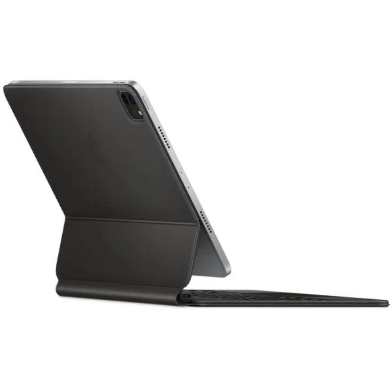 Black tablet case with a stand on a white background