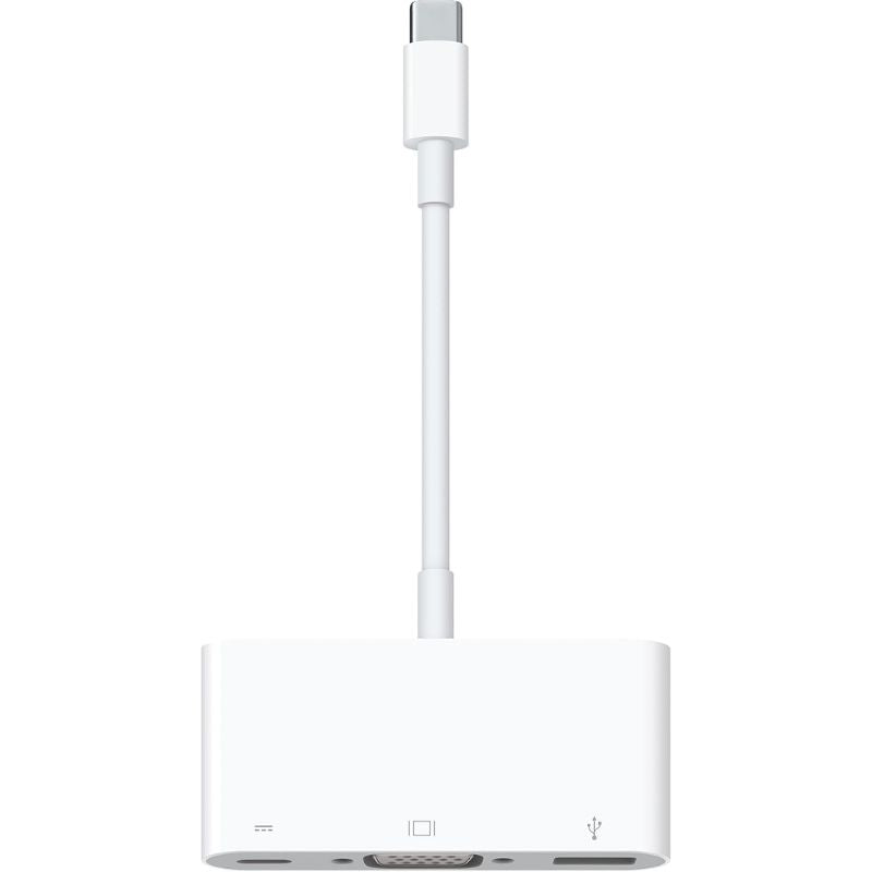 White adapter with multiple ports on a white background