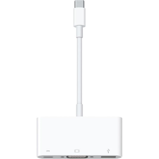 White adapter with multiple ports on a white background