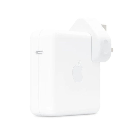 White Apple USB C 96W Power Adapter -MX0J2B/A on a white background