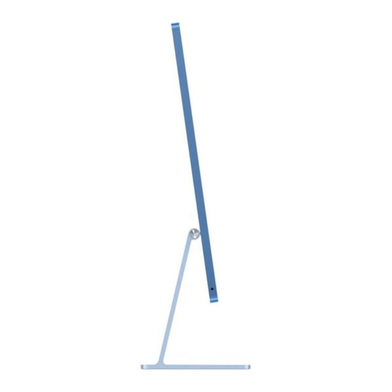 Blue and silver stand on a white background