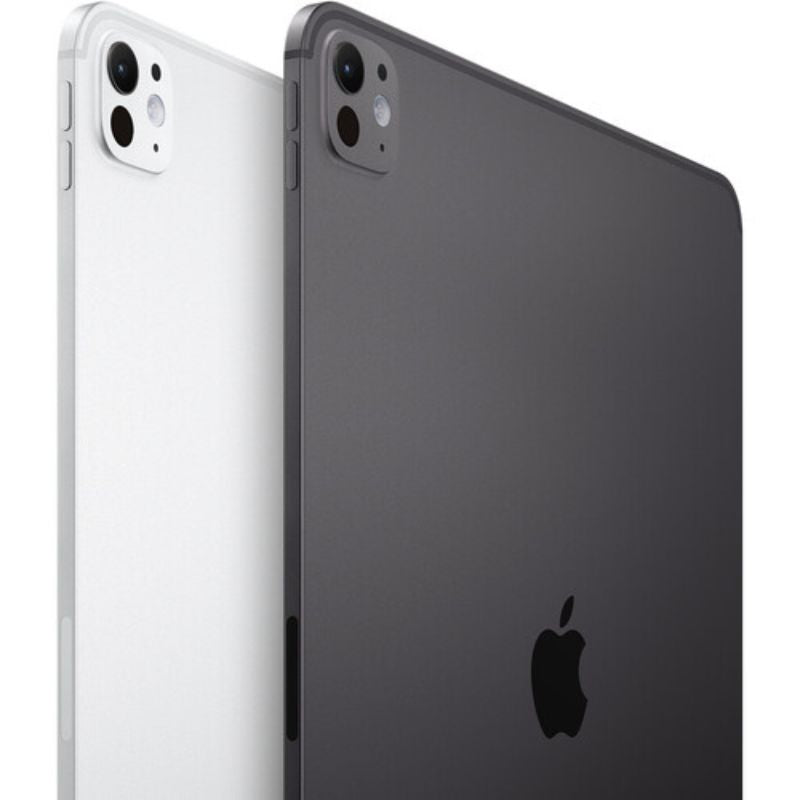 Two iPads, one white and one space gray, side by side on a white background.
