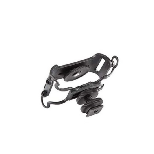 Black camera lens hood on a white background