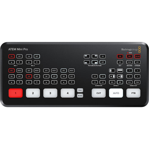 Blackmagic Design ATEM Mini Pro video switcher on a white background