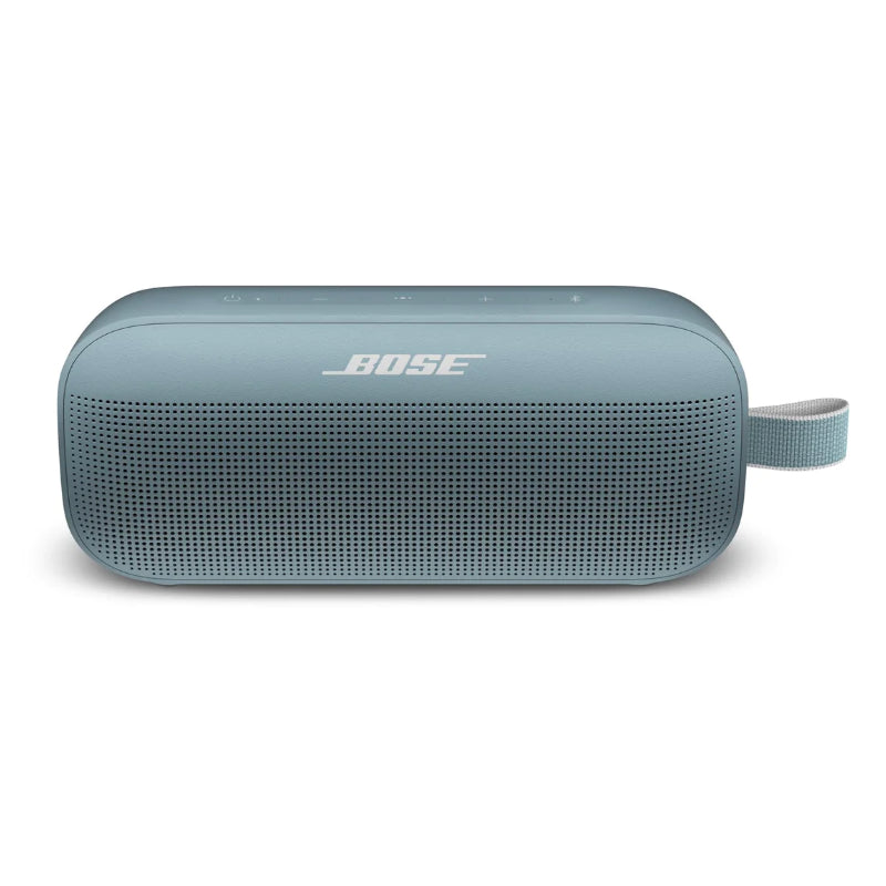 Blue Bose portable speaker on a white background