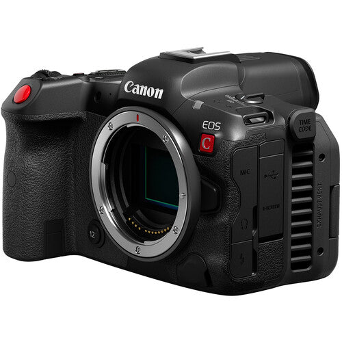 Canon EOS camera body on a white background