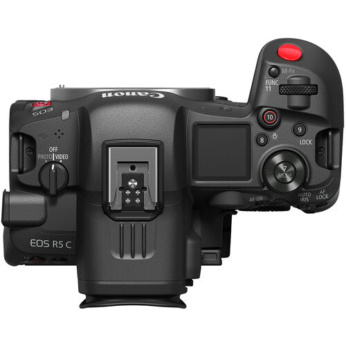 Canon EOS R5 C camera on a white background