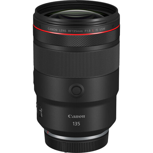 Canon RF 135mm lens on a white background