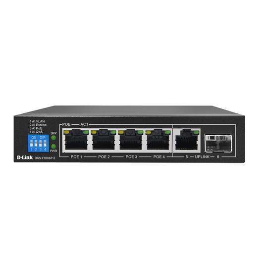D-Link network switch with multiple ports on a white background