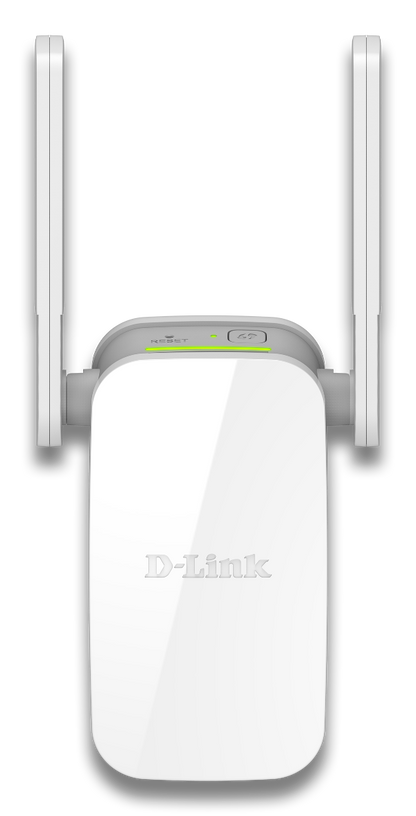 D-Link Wi-Fi range extender with antennas on a white background