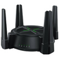 Black D-Link AX6000 Multi Gigabit Wi-Fi 6 Router - DIR-X6080Z with multiple antennas on a white background
