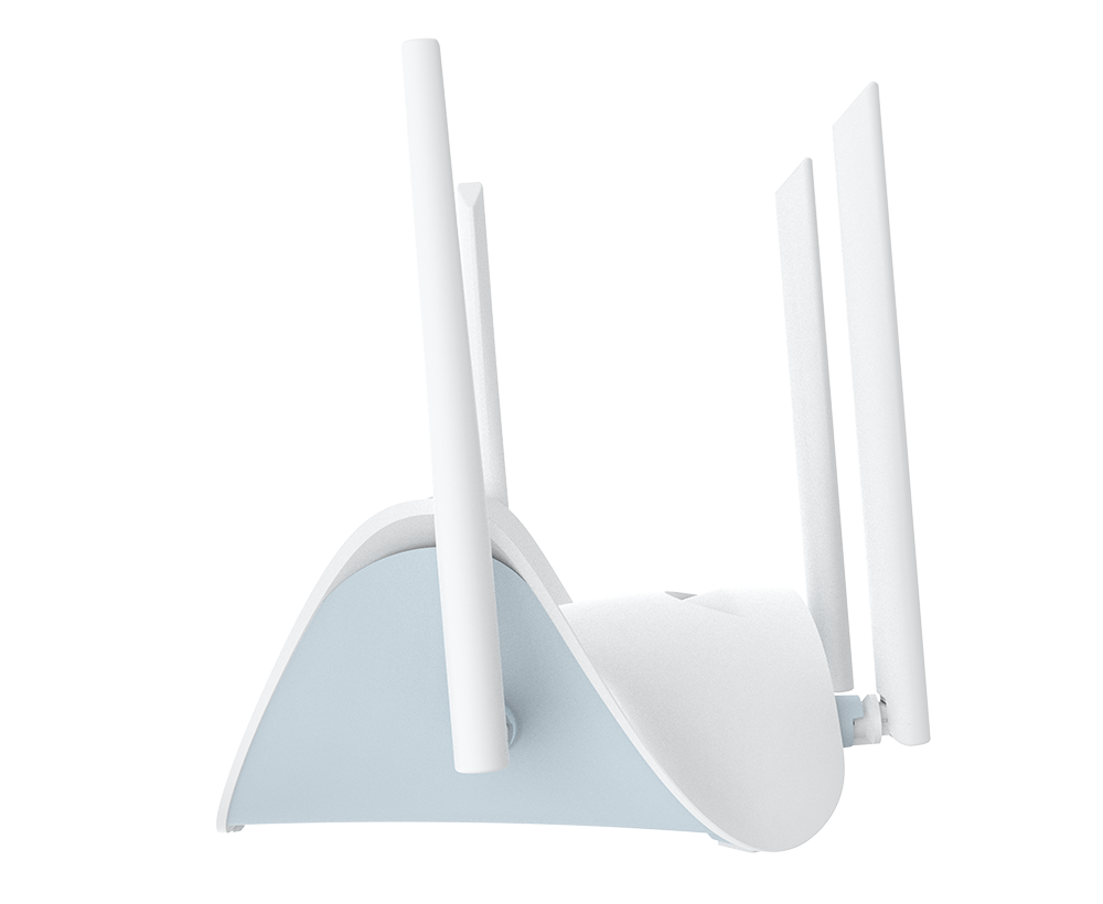White D-Link BE3600 Wi-Fi 7 Dual-Band Mesh Router - DIR-BE364K with multiple antennas on a white background