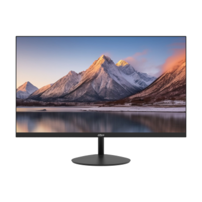 Monitor displaying a mountain landscape on a white background