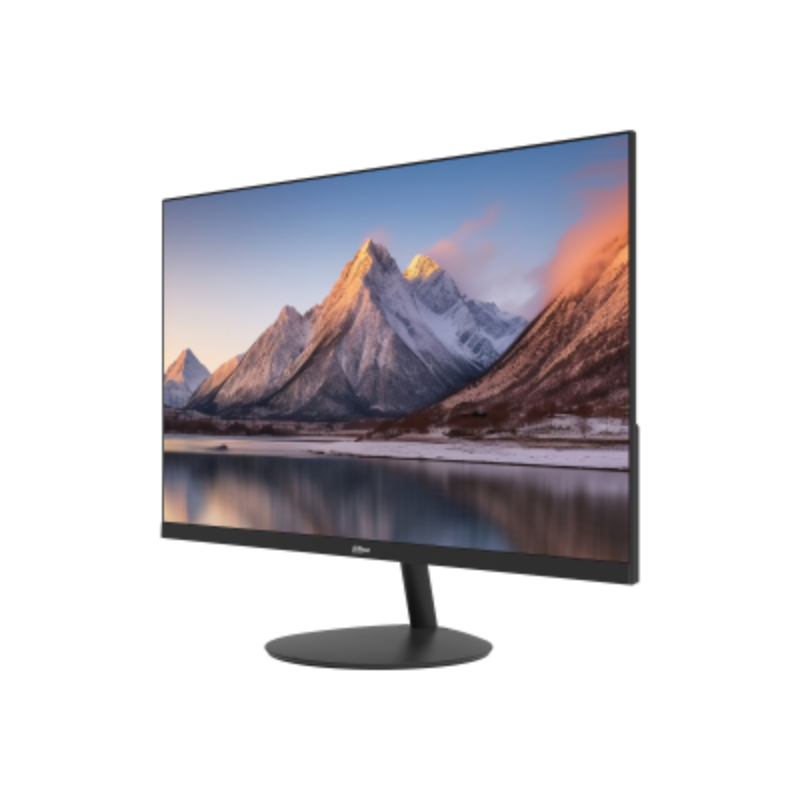 Monitor displaying a mountain landscape on a white background
