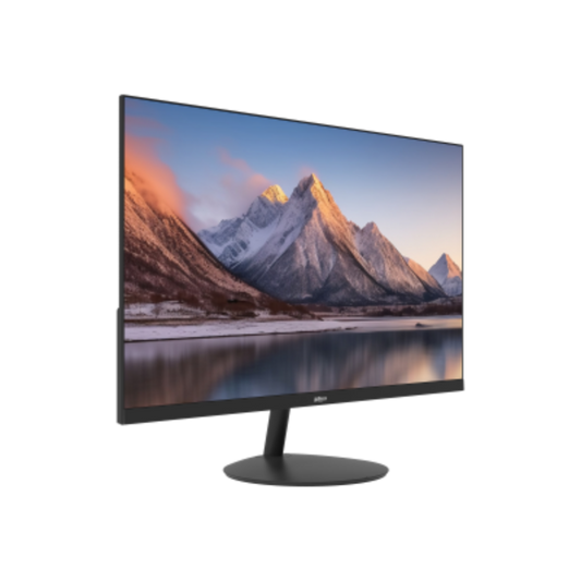 Monitor displaying a mountain landscape on a white background