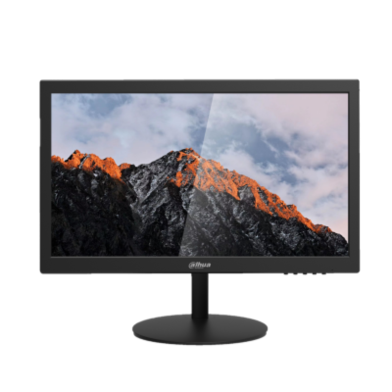 Monitor displaying a mountain landscape on a white background
