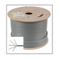 Spool of gray D Link Cat6 UTP 24AWG PVC Cable Roll 305m-NCB-C6UGRYR-305-24-E with close-up inset on a white background