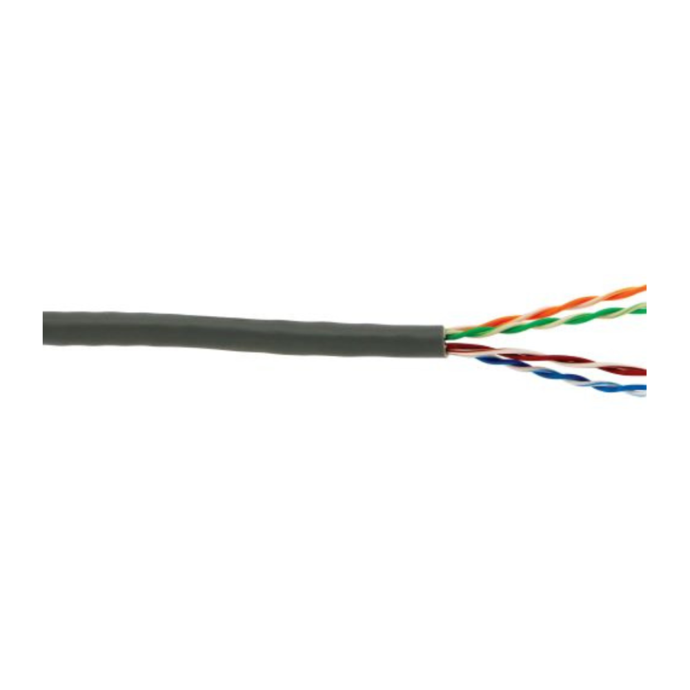D Link Cat6 UTP 24AWG PVC Cable Roll 305m-NCB-C6UGRYR-305-24-E with colored wires on a white background