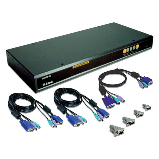 D-Link KVM switch with cables and connectors on a white background