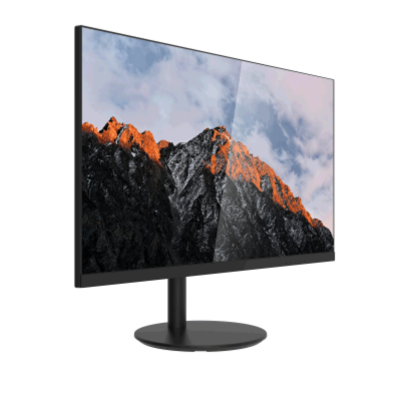 Monitor displaying a mountain landscape on a white background