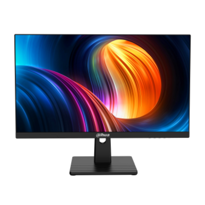 Computer monitor with colorful display on a white background