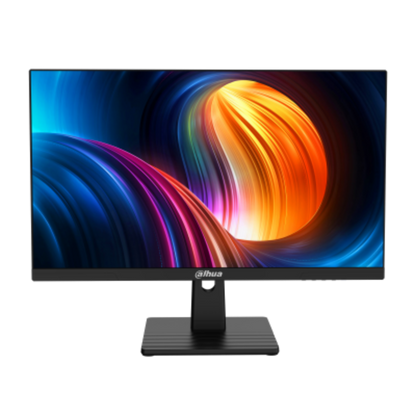 Computer monitor with colorful display on a white background