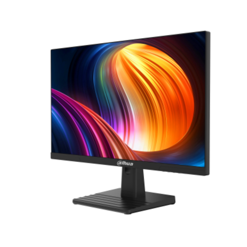 Computer monitor with colorful display on a white background