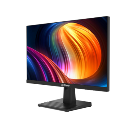 Computer monitor with colorful display on a white background