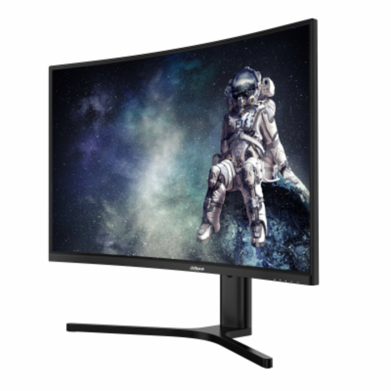 Monitor displaying an astronaut in space with a white background