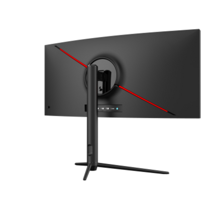 Gaming monitor with a black stand on a white background