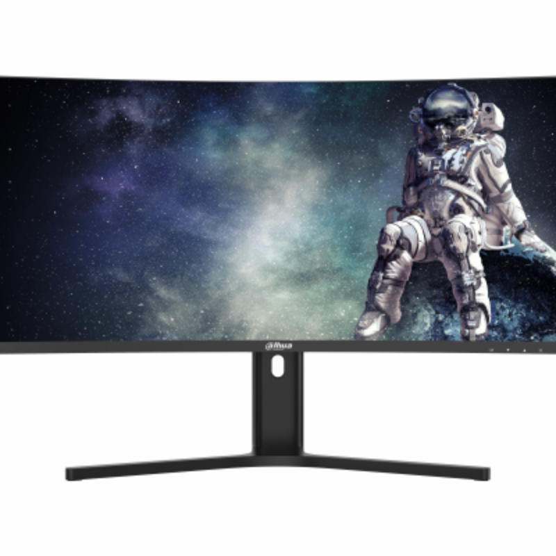 Monitor displaying an astronaut on a space-themed wallpaper