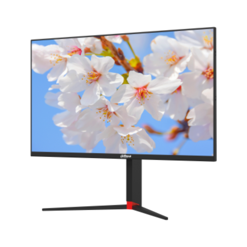 Monitor displaying a floral screen saver on a white background