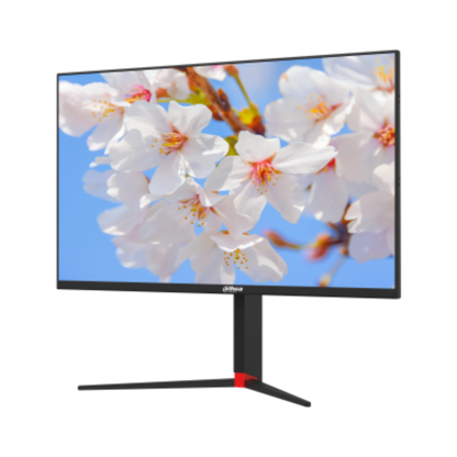 Monitor displaying a floral screen saver on a white background