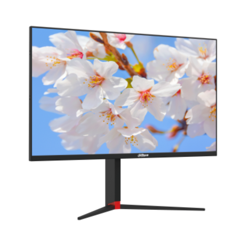 Monitor displaying cherry blossoms on a white background