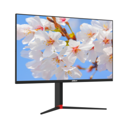 Monitor displaying cherry blossoms on a white background