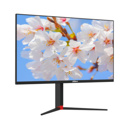 Monitor displaying cherry blossoms on a white background