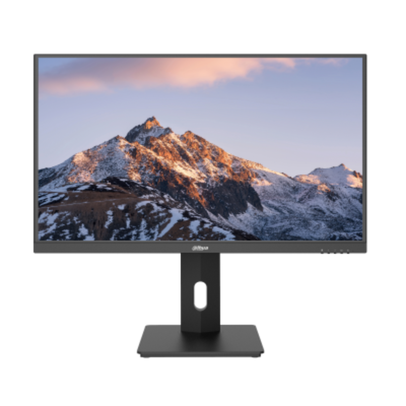 Monitor displaying a mountain landscape on a white background