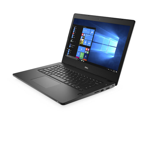 Black Dell laptop with Windows operating system on a white background