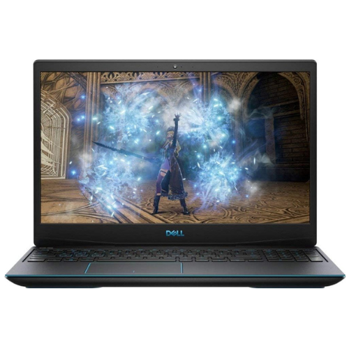 Laptop displaying a fantasy game scene on a white background