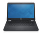 Black Dell laptop with blue screen on a white background