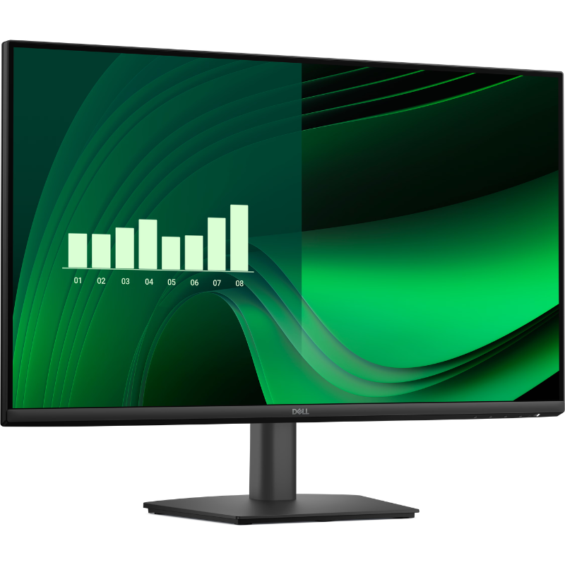 Dell monitor with green abstract design on the screen