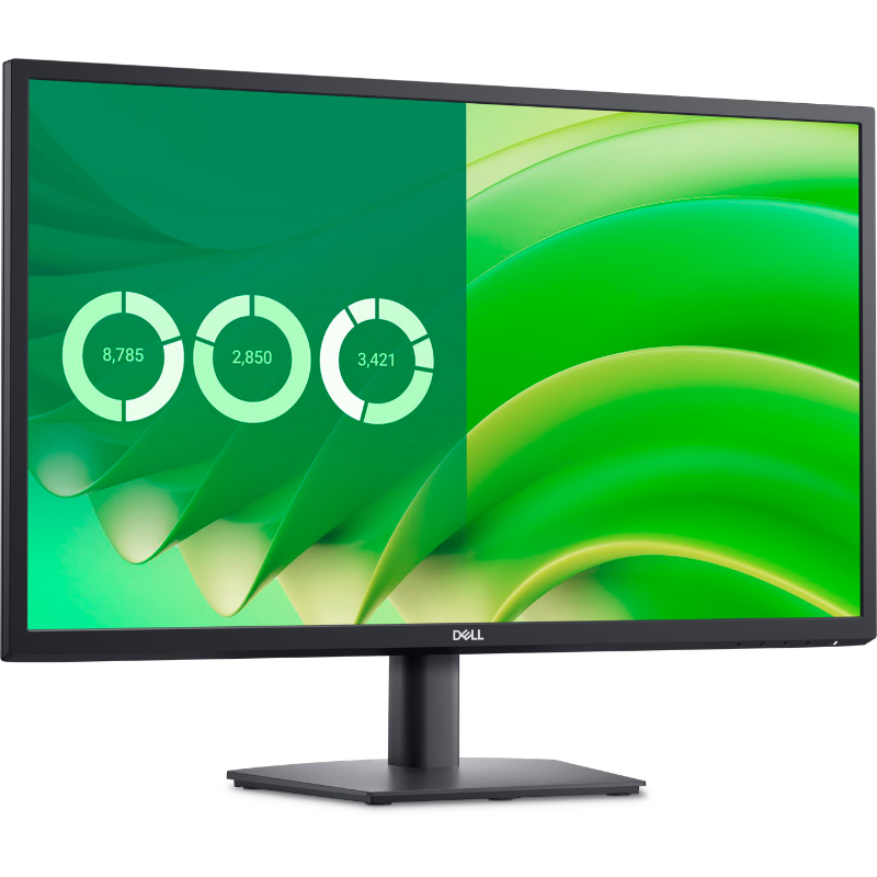 Computer monitor with a colorful abstract design on the screen against a white background