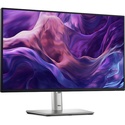 Dell monitor with a colorful abstract design on the screen