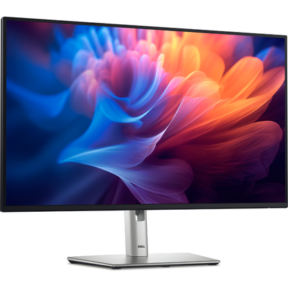 Dell monitor with a colorful abstract flower design on the screen