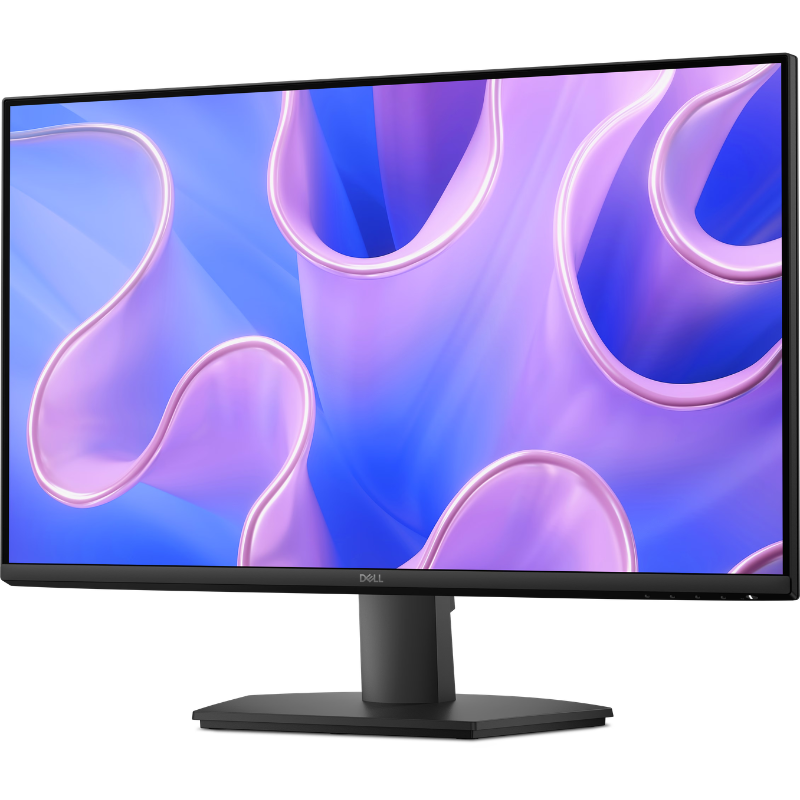 Monitor with a colorful abstract design on the screen against a white background