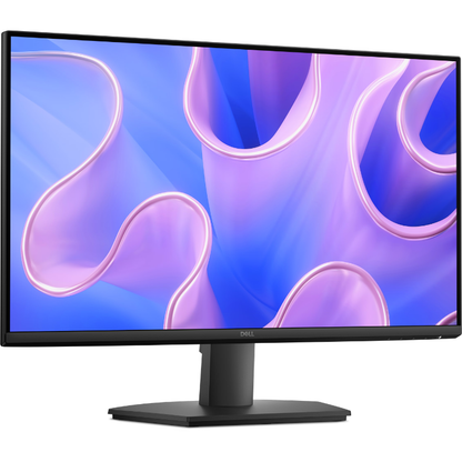 Dell monitor with a colorful abstract wallpaper on a white background