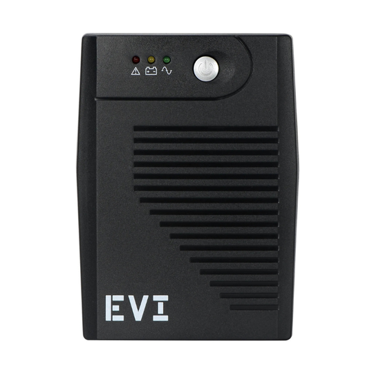 Black power supply unit with 'EVI' branding on a white background