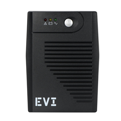 Black power supply unit with 'EVI' branding on a white background