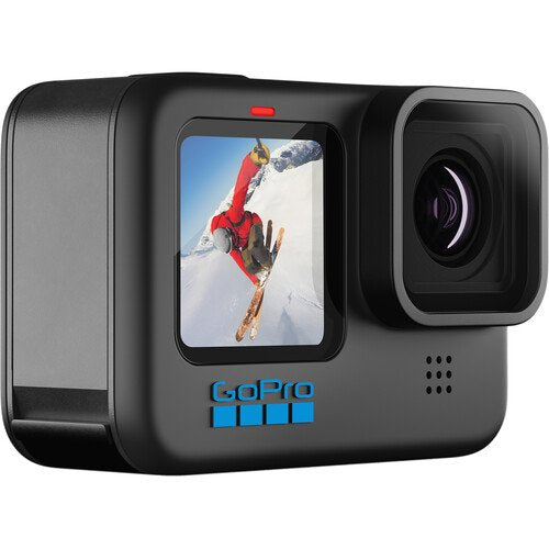GoPro action camera with a skier on screen on a white background